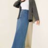 Five-Button Denim Skirt Blue بالجملة skirt view 2 - Hicabistan مصنع تركيا