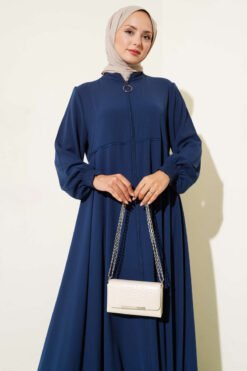 Alternative Ansicht von Plus Size Abaya with Shoulder Pads and Gathered Ankle Detail Indigo