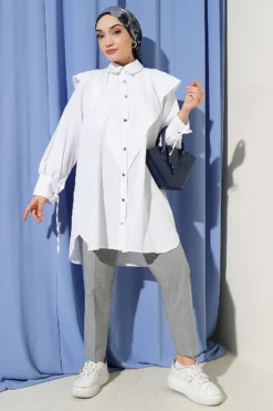 Alternative view of Ankle Tied V Neck Shirt White