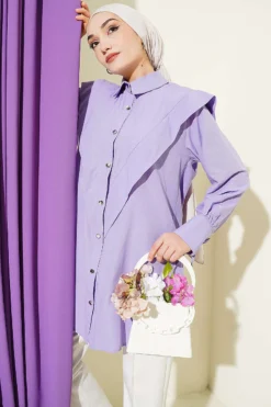 Ankle Tied V Neck Shirt Lilac