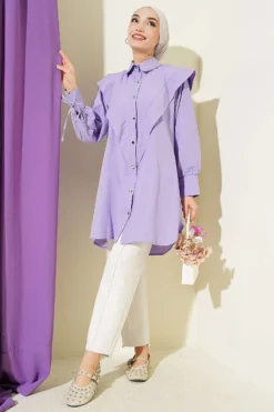Alternative view of Ankle Tied V Neck Shirt Lilac