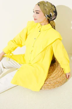 Ankle Tied V Neck Shirt Yellow