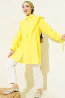 Alternative view of Ankle Tied V Neck Shirt Yellow