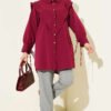 Ankle Tied V Neck Shirt Burgundy - immagine 2