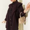 Ankle Tied V Neck Shirt Plum