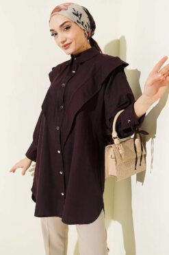 Ankle Tied V Neck Shirt Plum