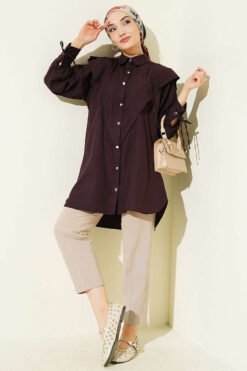 Vue alternative de Ankle Tied V Neck Shirt Plum