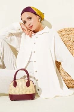 Ankle Button Basic Shirt Ecru