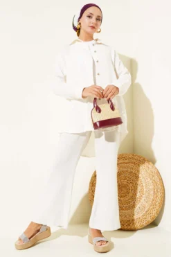 Alternative view of Ankle Button Basic Shirt Ecru