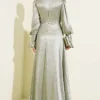 Ankle Ruffled Side-Tied Evening Dress بالجملة dress view 3 - Hicabistan مصنع تركيا