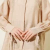 Belted Pleated Detail Oversized Shirt Beige wholesale shirt view 4 - Hicabistan Turkey factory
