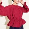Short Belted Tunic with Ankle Elastic Burgundy