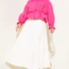 Short Belted Tunic with Ankle Elastic Fuchsia wholesale shirt view 2 - Hicabistan Turkey factory