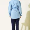 Cuff Elastic Lace Detail Shirt Baby Blue Großhandel shirt view 3 - Hicabistan Türkei Fabrik