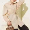 Cuff Elastic Lace Detail Shirt Beige al por mayor shirt - Hicabistan fábrica Turquía