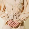 Cuff Elastic Lace Detail Shirt Beige en gros shirt view 4 - Hicabistan usine Turquie