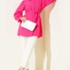 Cuff Elastic Lace Detail Shirt Fuchsia al por mayor shirt view 2 - Hicabistan fábrica Turquía