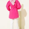 Cuff Elastic Lace Detail Shirt Fuchsia al por mayor shirt view 3 - Hicabistan fábrica Turquía