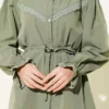 Cuff Elastic Lace Detail Shirt Khaki بالجملة shirt view 4 - Hicabistan مصنع تركيا