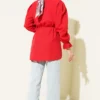 Cuff Elastic Lace Detail Shirt Red all'ingrosso shirt view 3 - Hicabistan fabbrica Turchia