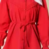 Cuff Elastic Lace Detail Shirt Red all'ingrosso shirt view 4 - Hicabistan fabbrica Turchia