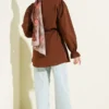 Cuff Elastic Lace Detail Shirt Brown groothandel shirt view 3 - Hicabistan Turkije fabriek