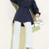 Cuff Elastic Lace Detail Shirt Navy Blue Großhandel shirt view 2 - Hicabistan Türkei Fabrik