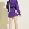 Cuff Elastic Lace Detail Shirt Purple al por mayor shirt view 3 - Hicabistan fábrica Turquía