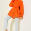 Cuff Elastic Lace Detail Shirt Orange en gros shirt view 2 - Hicabistan usine Turquie