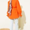 Cuff Elastic Lace Detail Shirt Orange en gros shirt view 3 - Hicabistan usine Turquie
