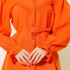 Cuff Elastic Lace Detail Shirt Orange en gros shirt view 4 - Hicabistan usine Turquie