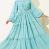 Ankle Elastic Tiered Chiffon Dress Mint