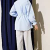 Ankle Elastic Waist Poplin Tunic Blue wholesale tunic view 3 - Hicabistan Turkey factory