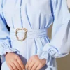 Ankle Elastic Waist Poplin Tunic Blue wholesale tunic view 4 - Hicabistan Turkey factory