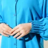 Ankle Ribbed Long Shirt Blue بالجملة shirt view 4 - Hicabistan مصنع تركيا