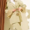 Ankle Pleated Floral Brooch Blazer Set groothandel clothing set view 2 - Hicabistan Turkije fabriek