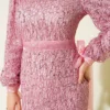 Ankle Tulle Laced Sequin Evening Dress Pink wholesale dress view 4 - Hicabistan Turkey factory