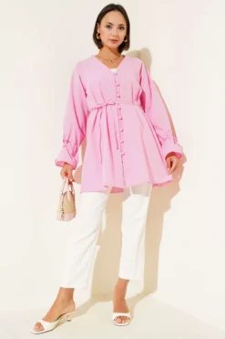Alternative view of Ankle Length Brit Button-Up Shirt Pink
