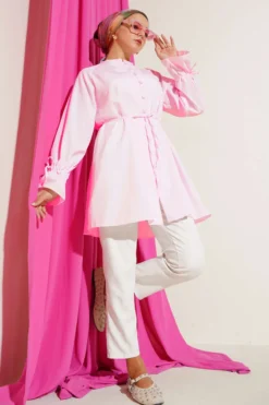 Alternative view of Ankle Length Brit Button-Up Shirt Pink