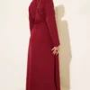 Belted A-Line Dress Burgundy wholesale dress view 3 - Hicabistan Turkey factory