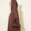 Belted A-Line Dress Brown wholesale dress view 3 - Hicabistan Turkey factory