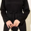 Belted A-Line Dress Black wholesale dress view 4 - Hicabistan Turkey factory