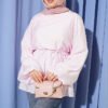 Crew Neck Drawstring Tunic Pink