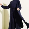 Oversized Three-Piece Set Navy Blue wholesale clothing set - Hicabistan Turkey factory