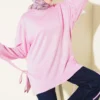 Crew Neck Side Tie Tunic Pink