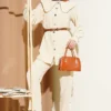 Piped Baby Collar Two-Piece Set Beige wholesale clothing set view 2 - Hicabistan Turkey factory