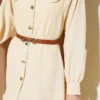 Piped Baby Collar Two-Piece Set Beige wholesale clothing set view 4 - Hicabistan Turkey factory