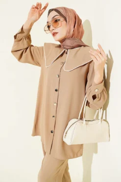 Vista alternativa de Piped Baby Collar Two-Piece Set