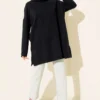 Turtleneck Ribbed Cashmere Tunic Navy Blue en gros tunic view 2 - Hicabistan usine Turquie