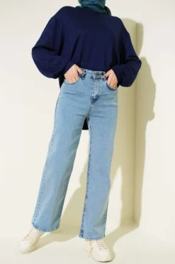 Alternative view of Wide Leg Pocket Denim Pants Blue